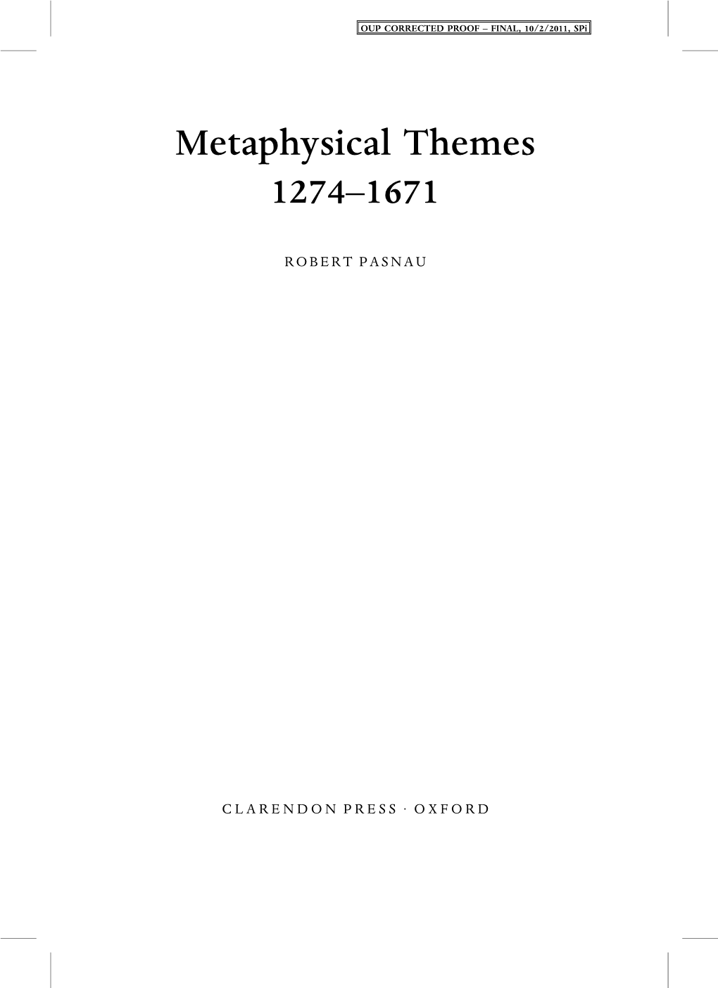 Metaphysical Themes 1274–1671