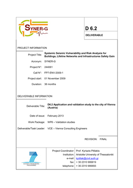 DELIVERABLE PROJECT INFORMATION Project Title: Systemic Seismic Vulnerability and Risk Analysis for Buildings, Lifeline Networks