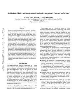 Behind the Mask: a Computational Study of Anonymous' Presence On