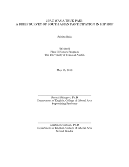 A Brief Survey of South Asian Participation in Hip Hop