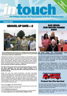 Gravel up Date — 2 Our Mayor Passes Away