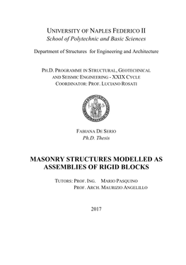 Masonry Structures Modelled As Assemblies of Rigid Blocks