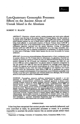 Late-Quaternary Geomorphic Processes: Effects on the Ancient Aleuts of Umnak Island in the Aleutians