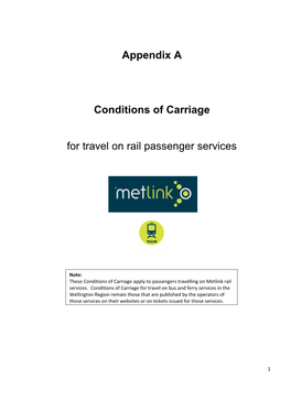 Conditions of Carriage for Travel on Rail Passenger Services