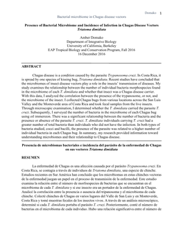 Bacterial Microbiome in Chagas Disease Vectors