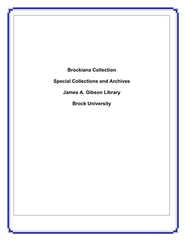 Brockiana Collection Special Collections and Archives James A