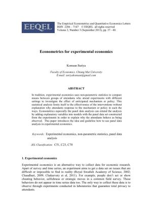 Econometrics for Experimental Economics