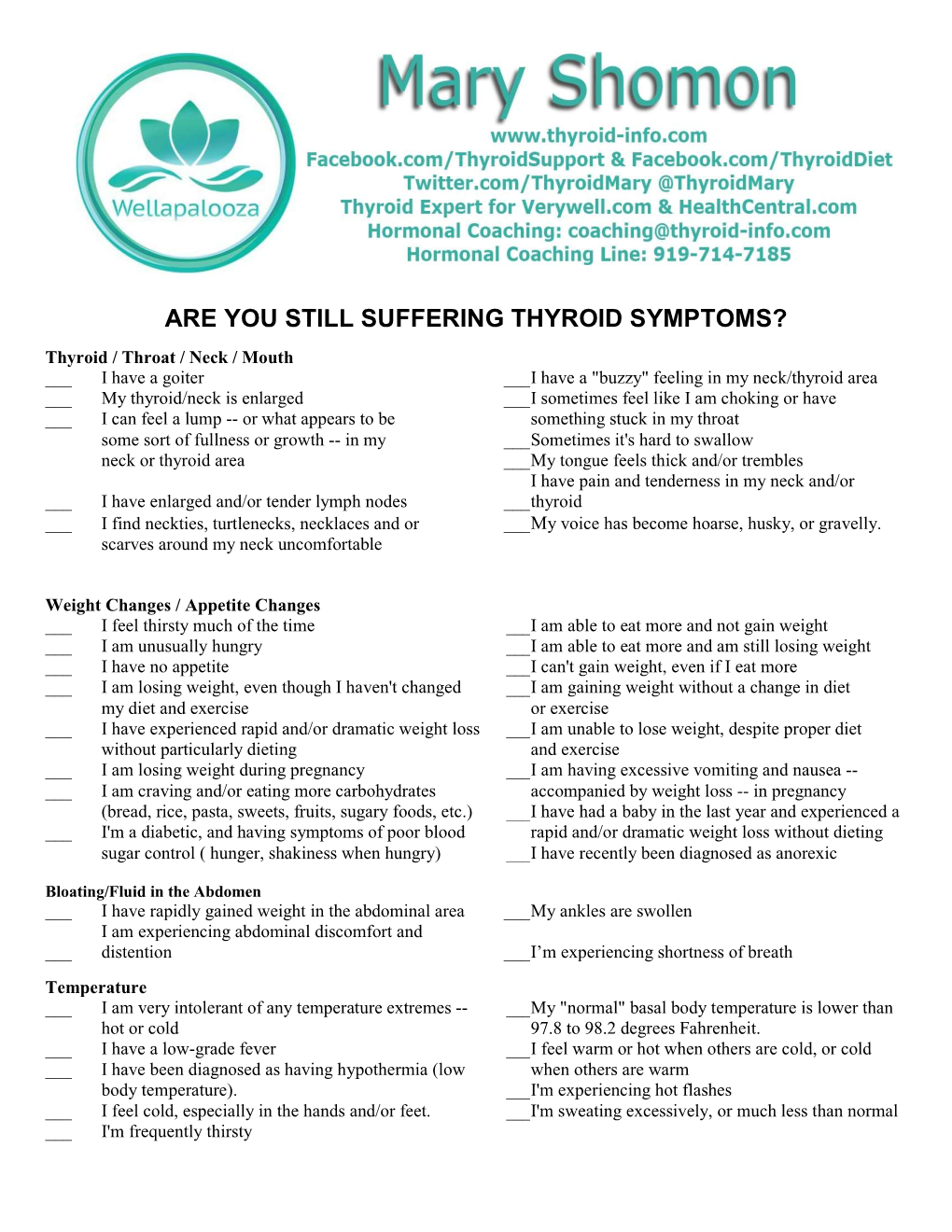 ARE YOU STILL SUFFERING THYROID SYMPTOMS? Thyroid / Throat / Neck / Mouth