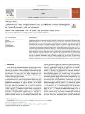 A Comparison Study of Cyclopentane and Cyclohexane Laminar Flame