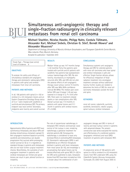 Simultaneous Antiangiogenic Therapy and Singlefraction Radiosurgery In