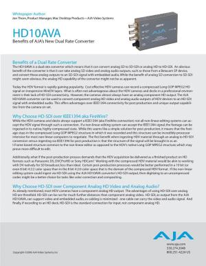 HD10AVA Benefits of AJA’S New Dual Rate Converter