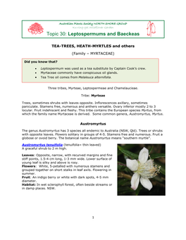 Topic 30: Leptospermums and Baeckeas
