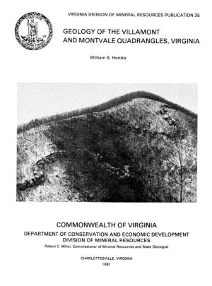 Geology of the Villamont Commonwealth of Virginia