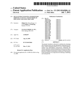 (12) Patent Application Publication (10) Pub. No.: US 2011/0165096 A1 Liu Et Al