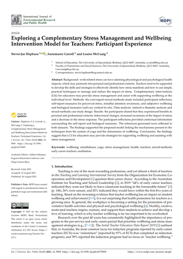 Exploring a Complementary Stress Management and Wellbeing Intervention Model for Teachers: Participant Experience