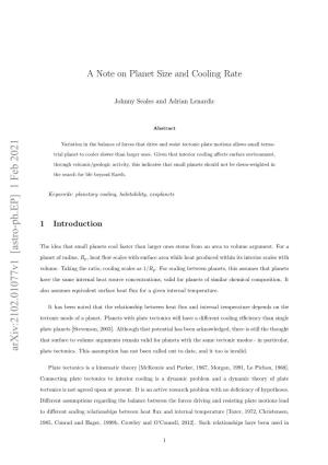 A Note on Planet Size and Cooling Rate