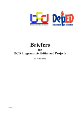 Briefers for BCD Programs, Activities and Projects