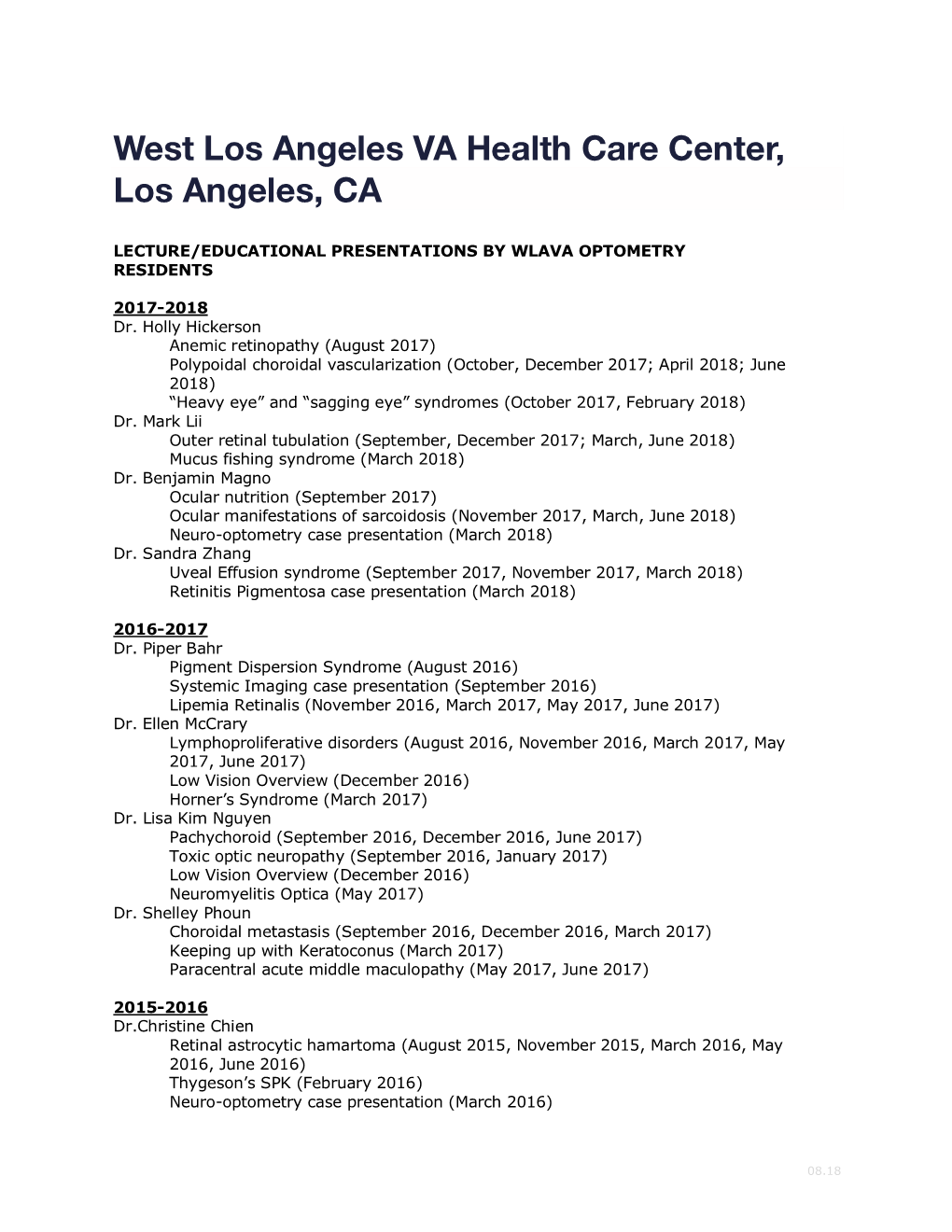 West Los Angeles VA Health Care Center, Los Angeles, CA