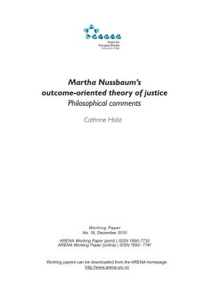 Martha Nussbaum's Outcome-Oriented Theory of Justice