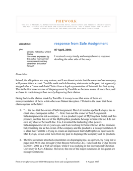 Response from Safe Assignment