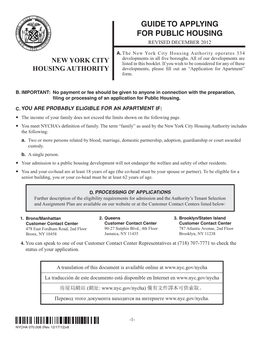 GUIDE to Applying for Public HOUSING REVISED December 2012