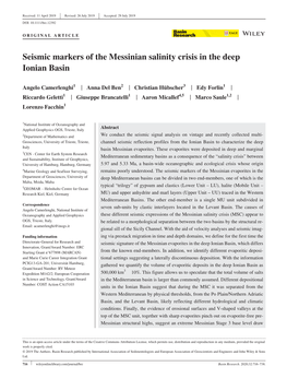 Seismic Markers of the Messinian Salinity Crisis in the Deep Ionian Basin