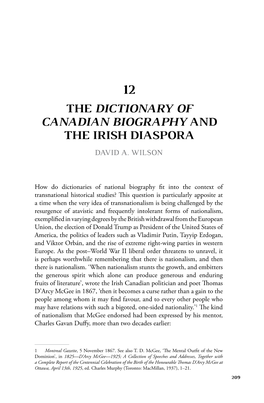 The Dictionary of Canadian Biography and the Irish Diaspora David A