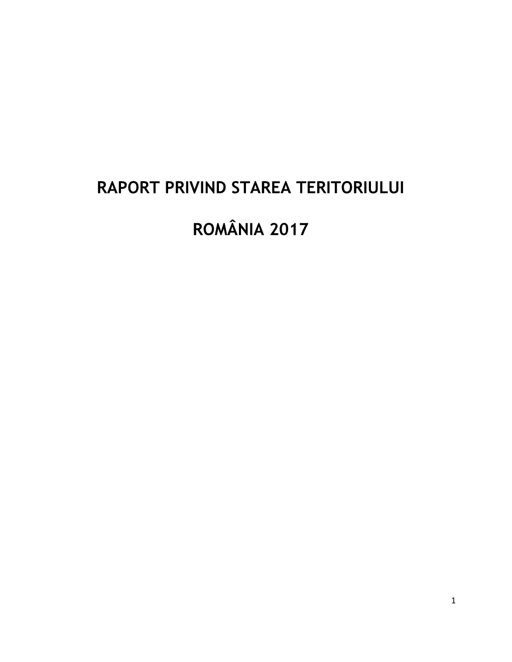 Raport Privind Starea Teritoriului România 2017