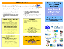 CES for Families Service Planning Area (SPA) 8 to Get Connected: Call “211,” LA County’S Information and Referral Line