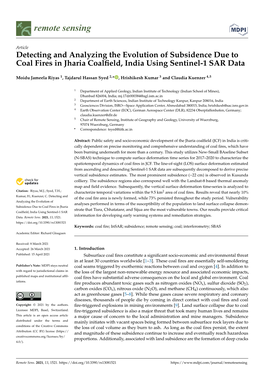 Detecting and Analyzing the Evolution of Subsidence Due to Coal Fires in Jharia Coalﬁeld, India Using Sentinel-1 SAR Data