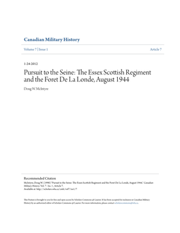 The Essex Scottish Regiment and the Foret De La Londe, August 1944 Doug W