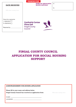 Fingal County Council Application for Social Housing Support