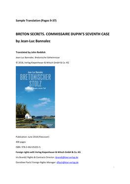 BRETON SECRETS. COMMISSAIRE DUPIN's SEVENTH CASE by Jean