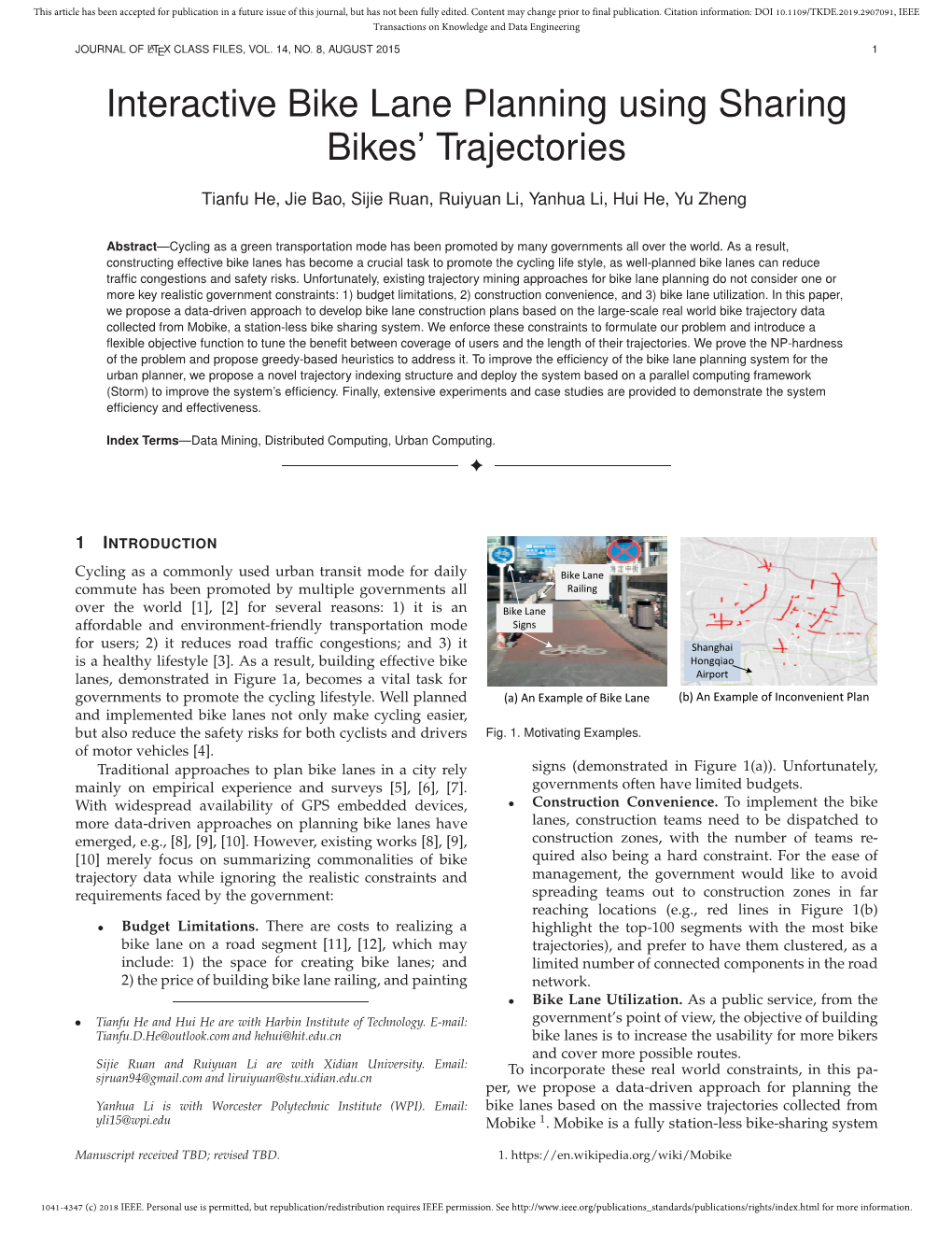 Interactive Bike Lane Planning Using Sharing Bikes’ Trajectories