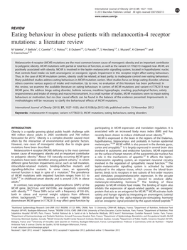 Eating Behaviour in Obese Patients with Melanocortin-4 Receptor Mutations: a Literature Review