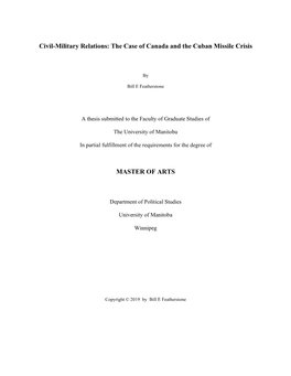 Civil-Military Relations: the Case of Canada and the Cuban Missile Crisis