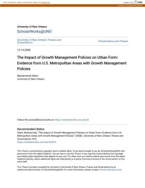 The Impact of Growth Management Policies on Urban Form: Evidence from U.S