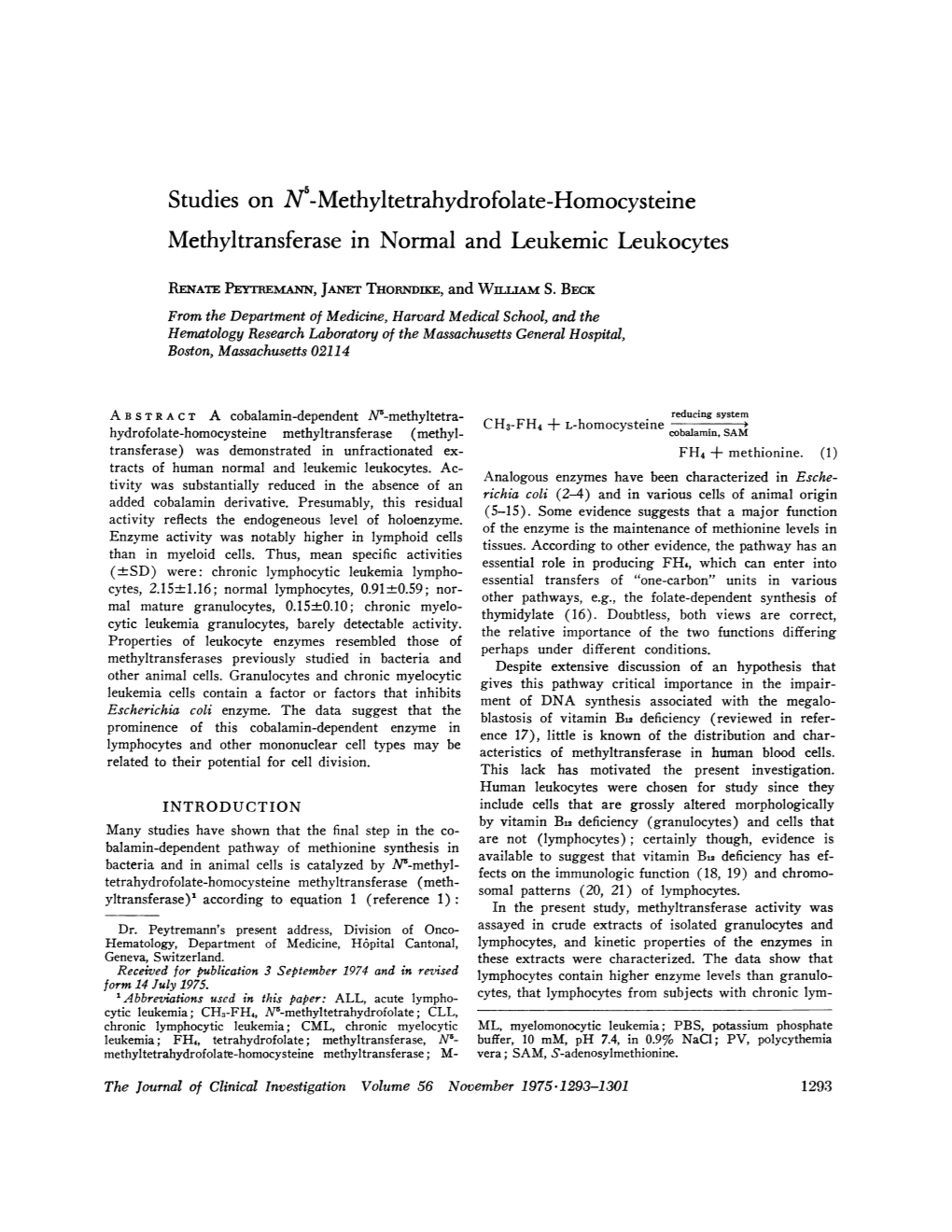 Methyltransferase in Normal and Leukemic Leukocytes