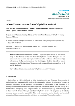 A New Pyranoxanthone from Calophyllum Soulattri