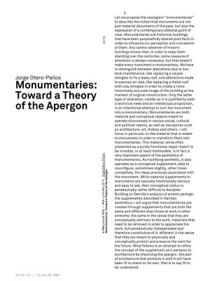 Monumentaries: Toward a Theory of the Apergon