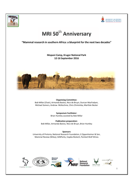 “Mammal Research in Southern Africa: a Blueprint for the Next Two Decades”