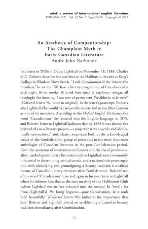 The Champlain Myth in Early Canadian Literature Andre John Narbonne