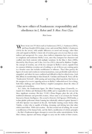 The New Ethics of Frankenstein: Responsibility and Obedience in I, Robot and X-Men: First Class Matt Lorenz