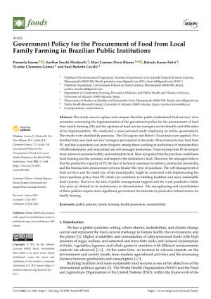 Government Policy for the Procurement of Food from Local Family Farming in Brazilian Public Institutions