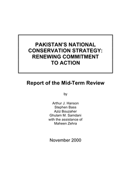 Pakistan's National Conservation Strategy