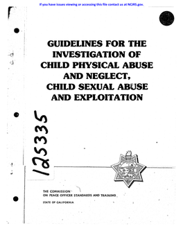 Guidelines for the Investigation of Child Physical Abuse and Neglect Child Sexual Abuse and Exploitation
