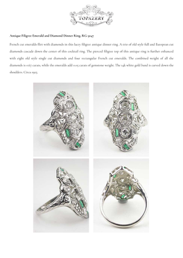 Antique Filigree Emerald and Diamond Dinner Ring, RG-3047