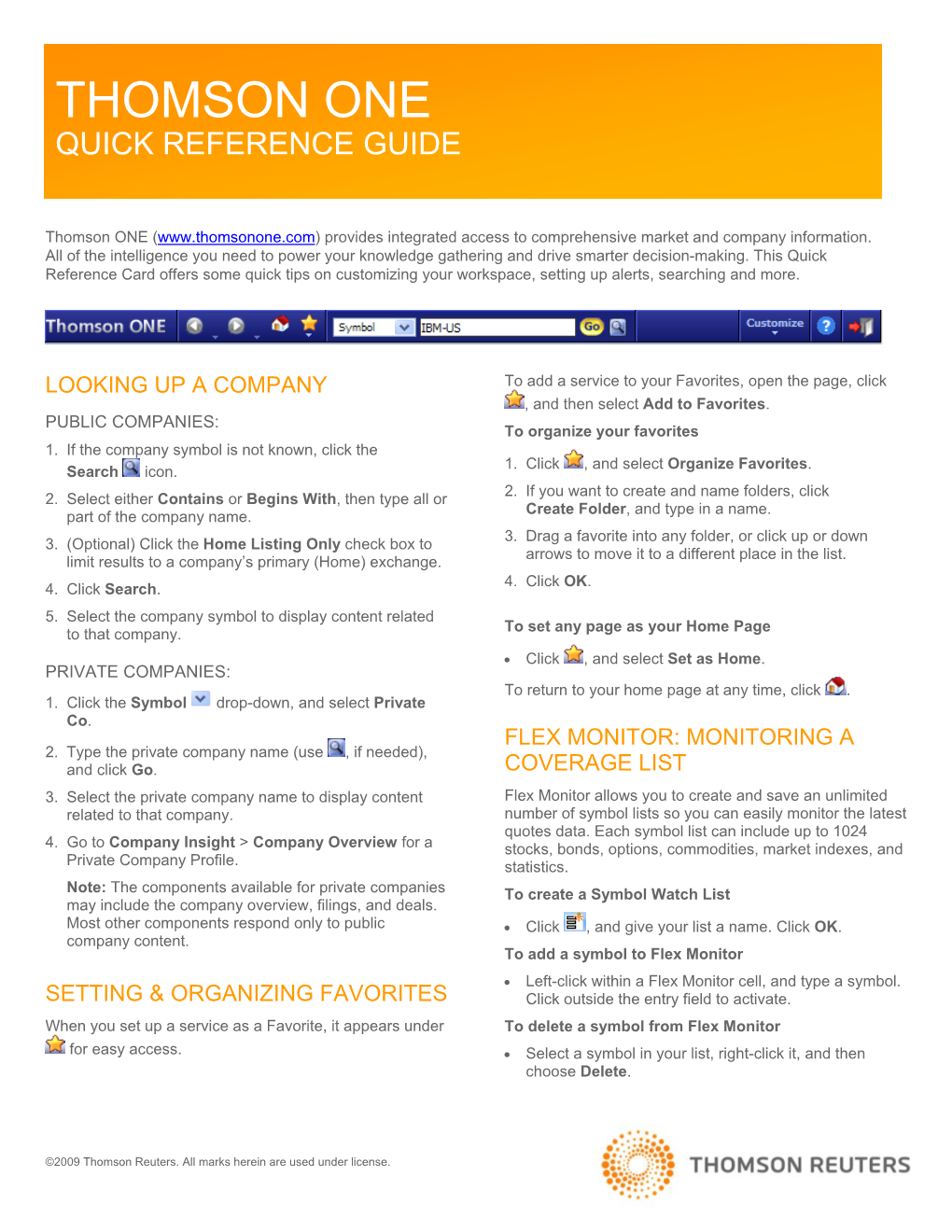 Thomson One Quick Reference Guide