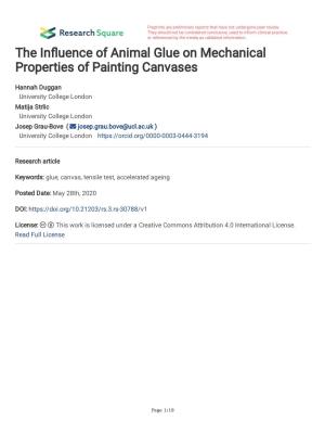 The in Uence of Animal Glue on Mechanical Properties of Painting Canvases