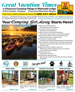 Great Vacation Times at Chocorua Camping Village & Wabanaki Lodge & the Greater Ossipee - Chocorua Mountain Region for Toll-Free Reservations 1-888-237-8642 Vol